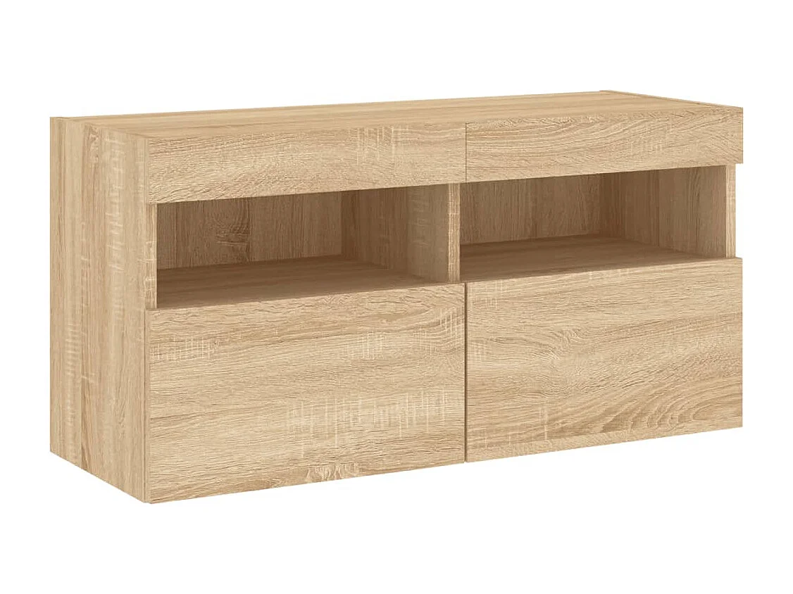 Berkfield TV Wall Cabinet with LED Lights Sonoma Oak 80x30x40 cm