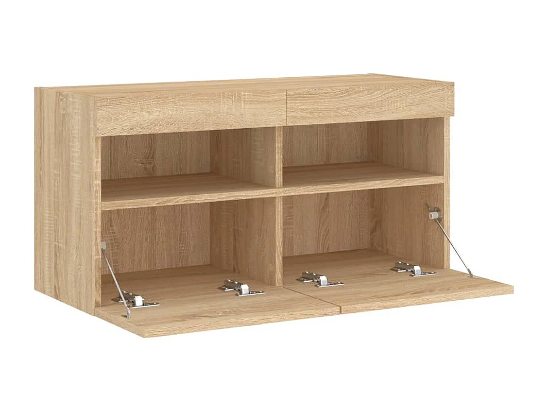 Berkfield TV Wall Cabinet with LED Lights Sonoma Oak 80x30x40 cm