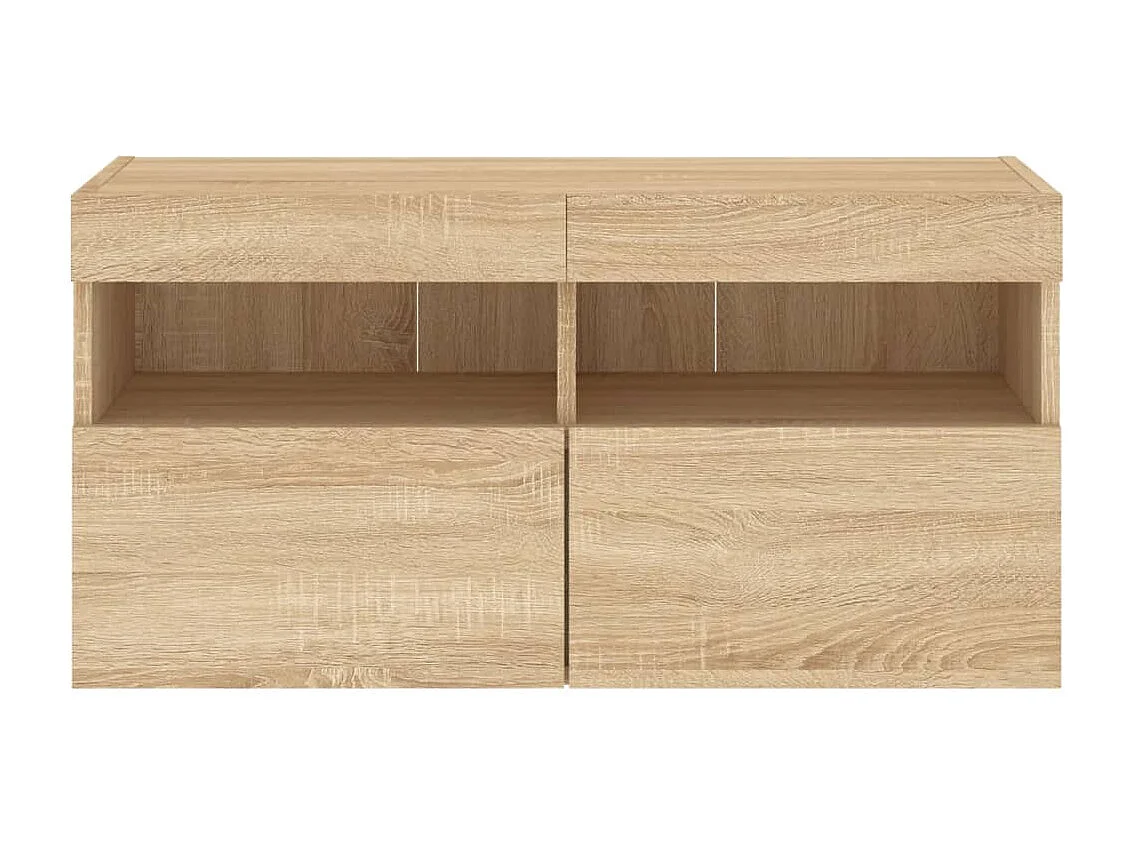 Berkfield TV Wall Cabinet with LED Lights Sonoma Oak 80x30x40 cm