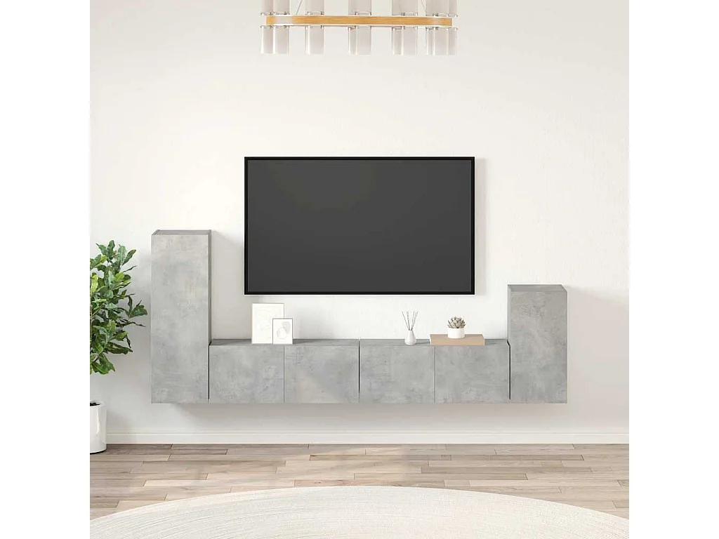 Berkfield 4 Piece TV Cabinet Set Concrete Grey Engineered Wood