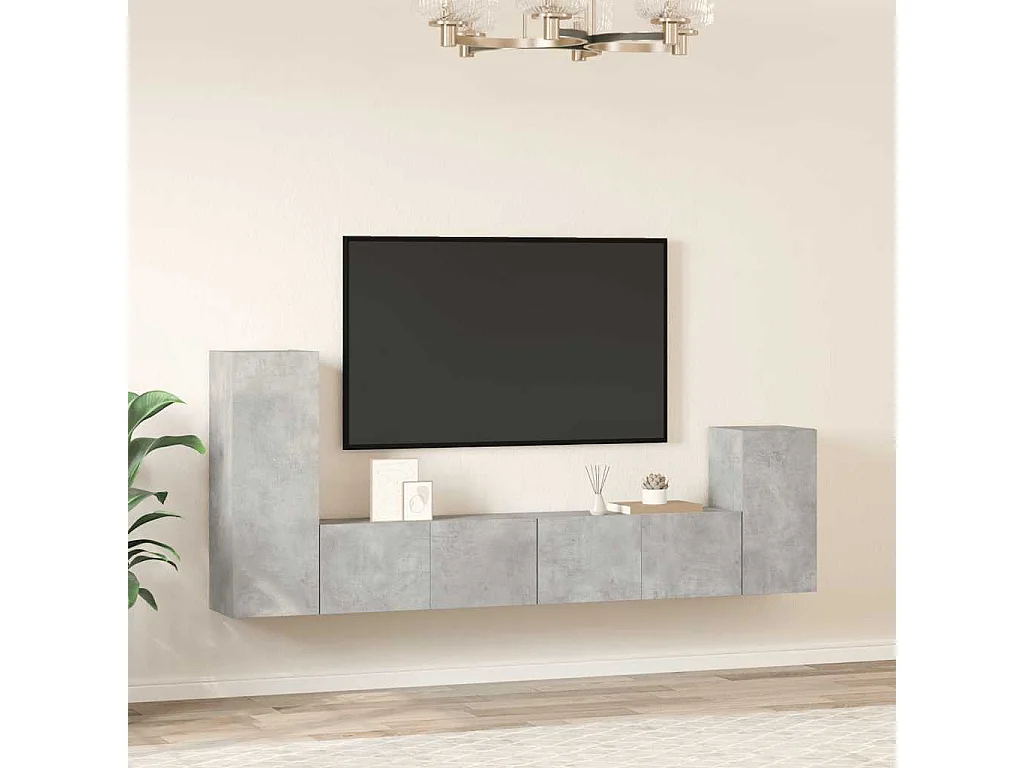 Berkfield 4 Piece TV Cabinet Set Concrete Grey Engineered Wood