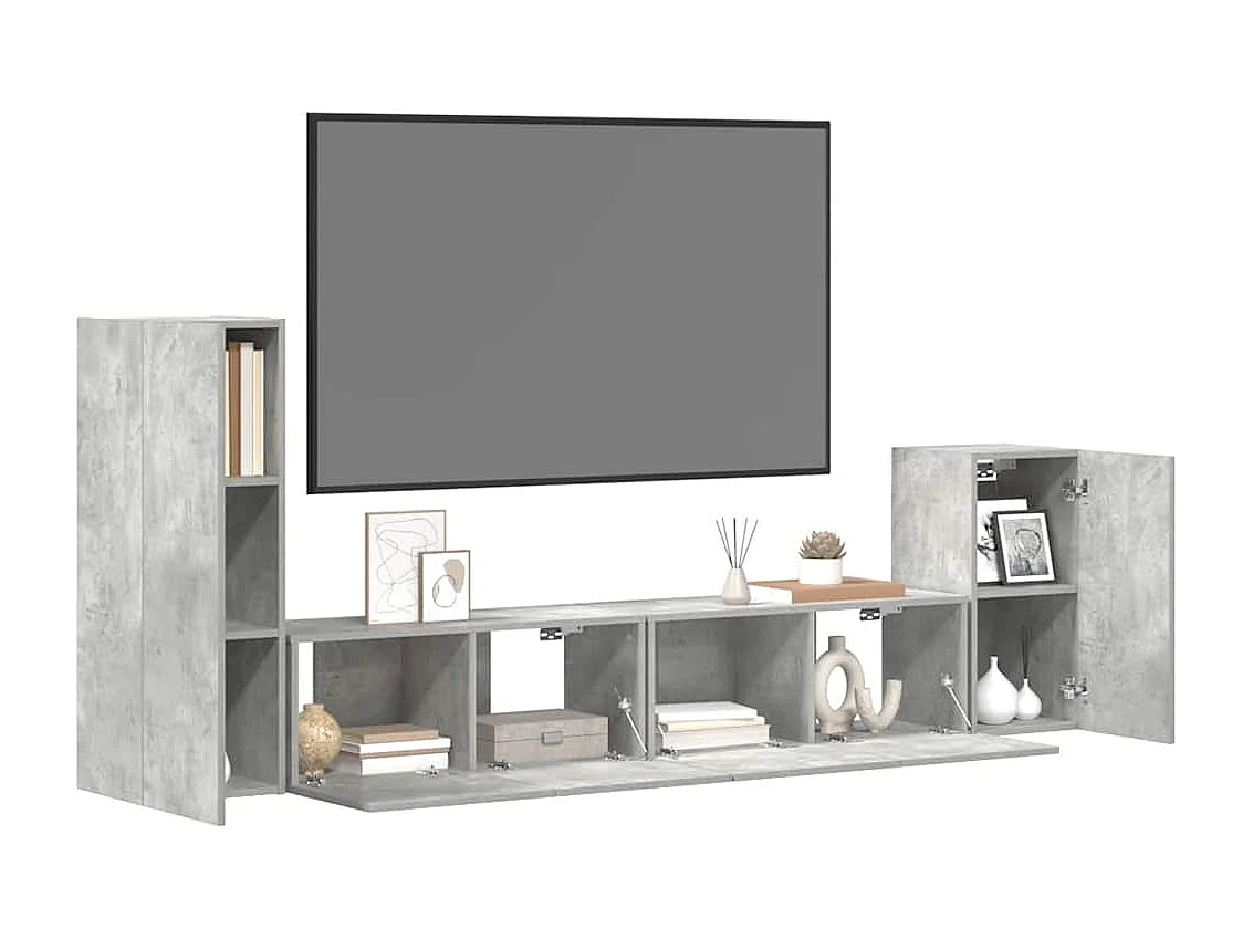 Berkfield 4 Piece TV Cabinet Set Concrete Grey Engineered Wood
