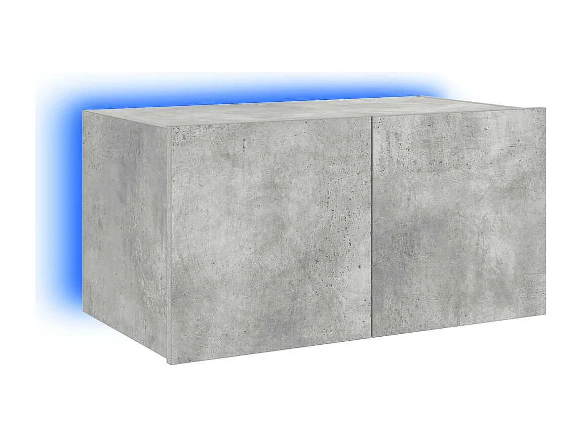 Berkfield TV Wall Cabinet with LED Lights Concrete Grey 60x35x31 cm