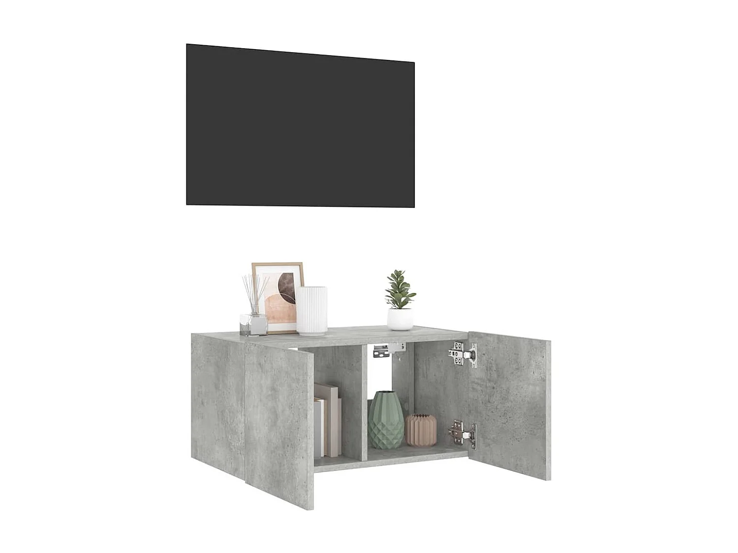 Berkfield TV Wall Cabinet with LED Lights Concrete Grey 60x35x31 cm