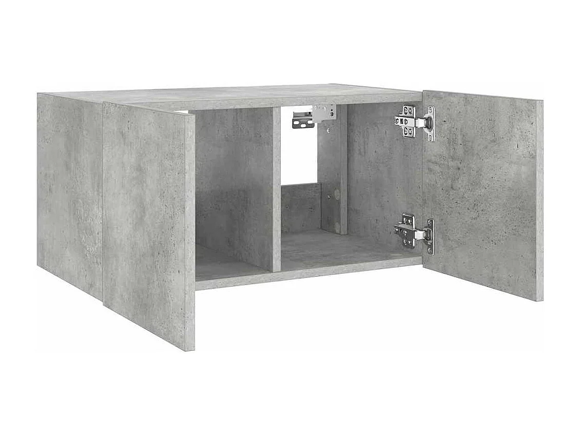 Berkfield TV Wall Cabinet with LED Lights Concrete Grey 60x35x31 cm
