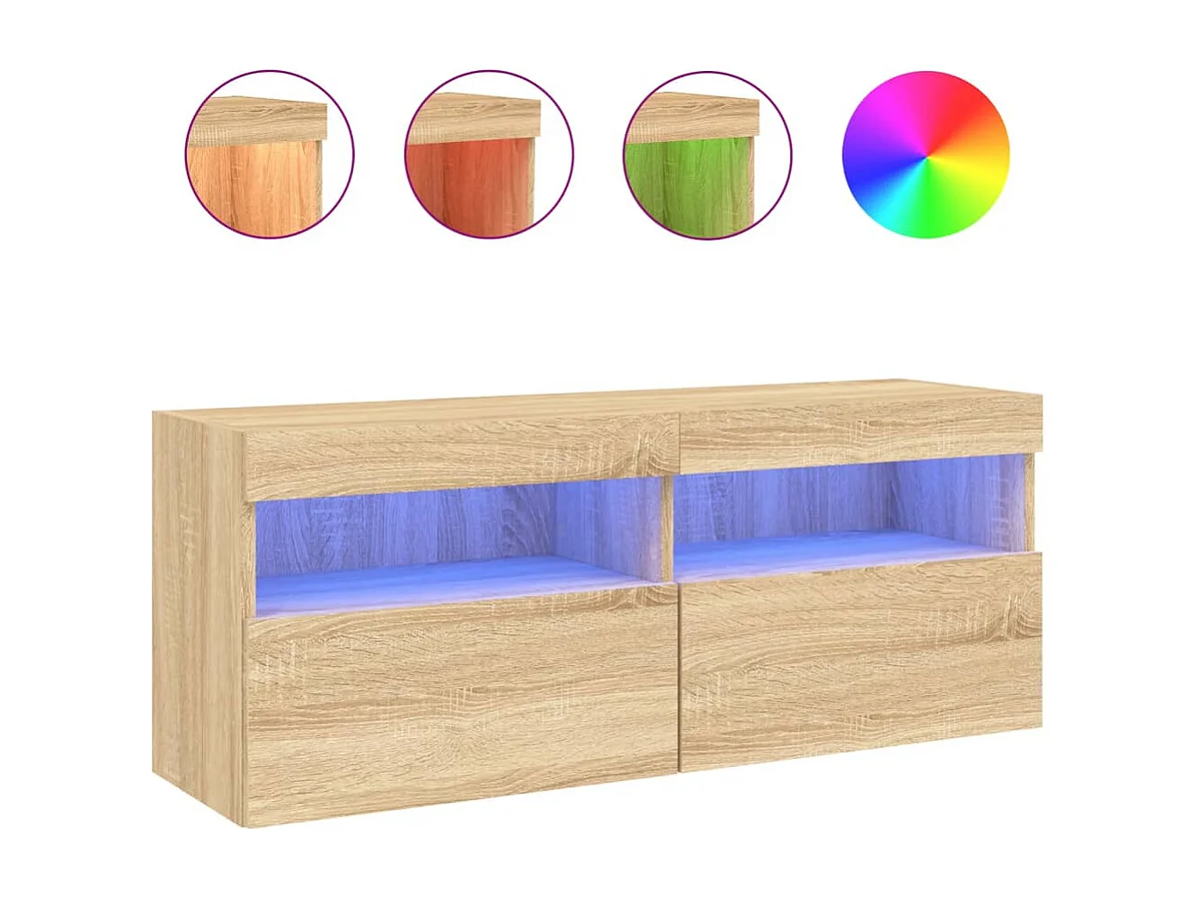 Berkfield TV Wall Cabinet with LED Lights Sonoma Oak 100x30x40 cm