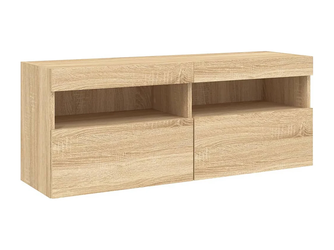 Berkfield TV Wall Cabinet with LED Lights Sonoma Oak 100x30x40 cm