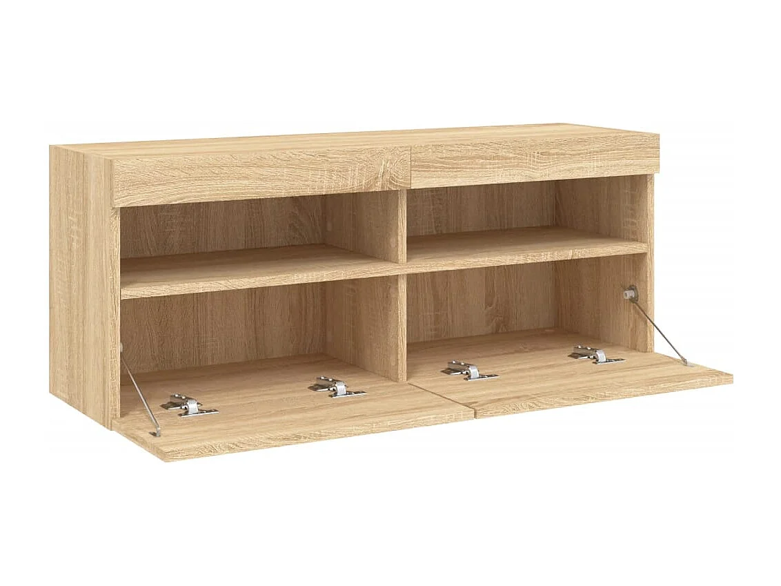Berkfield TV Wall Cabinet with LED Lights Sonoma Oak 100x30x40 cm