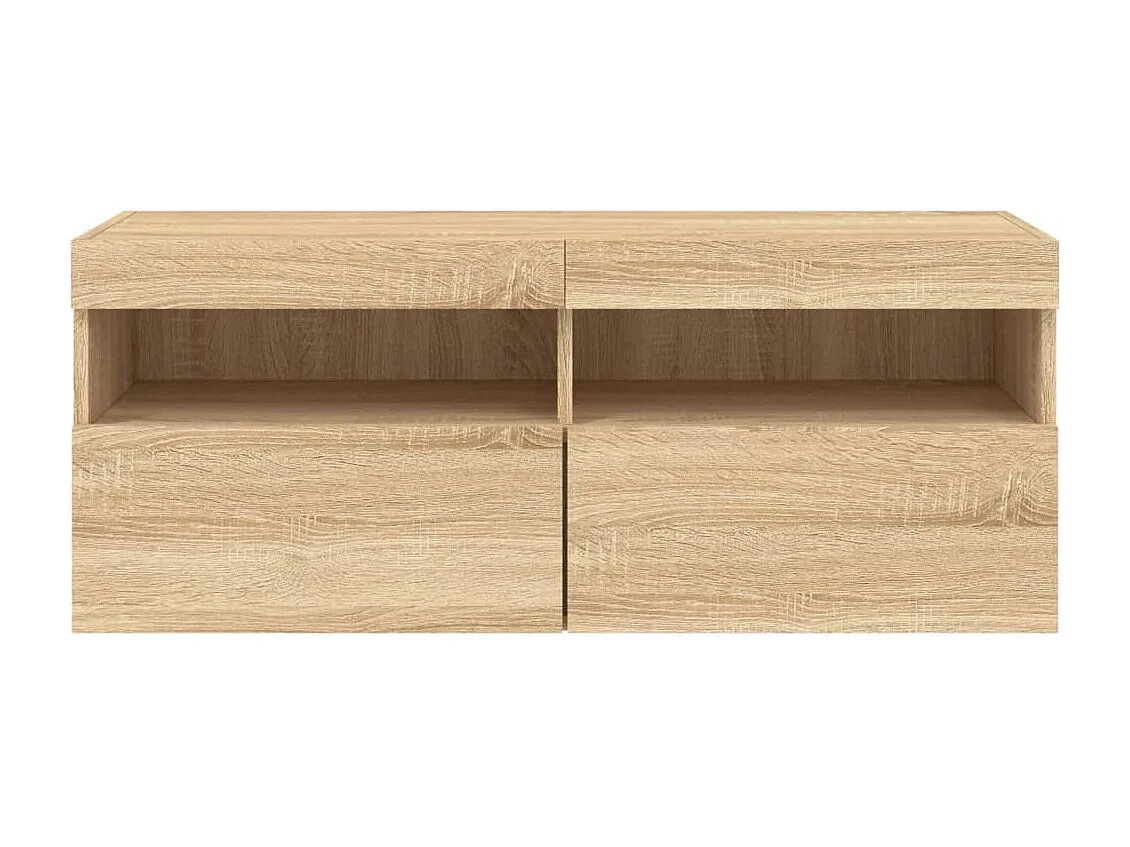 Berkfield TV Wall Cabinet with LED Lights Sonoma Oak 100x30x40 cm