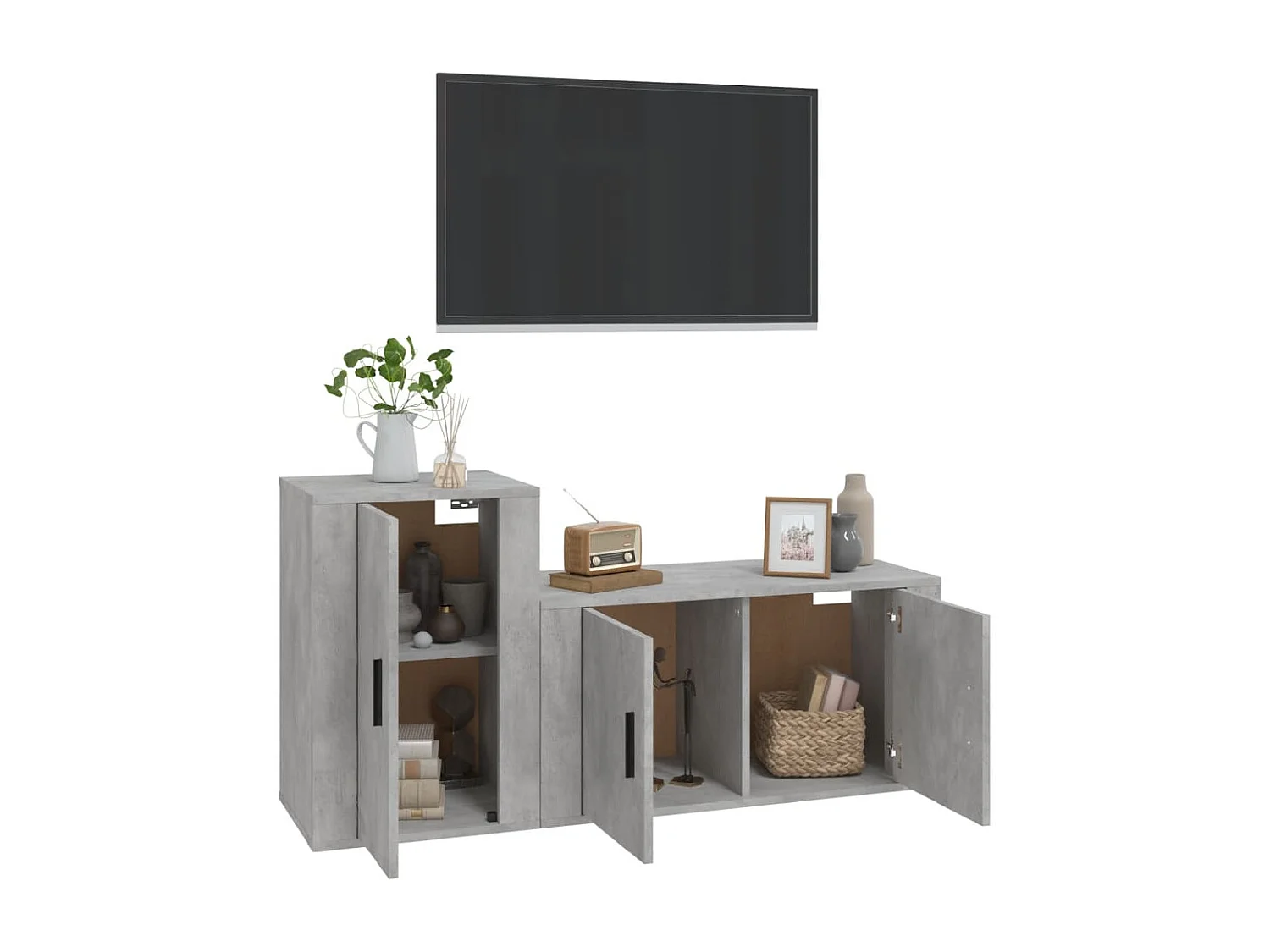 Berkfield 2 Piece TV Cabinet Set Concrete Grey Engineered Wood