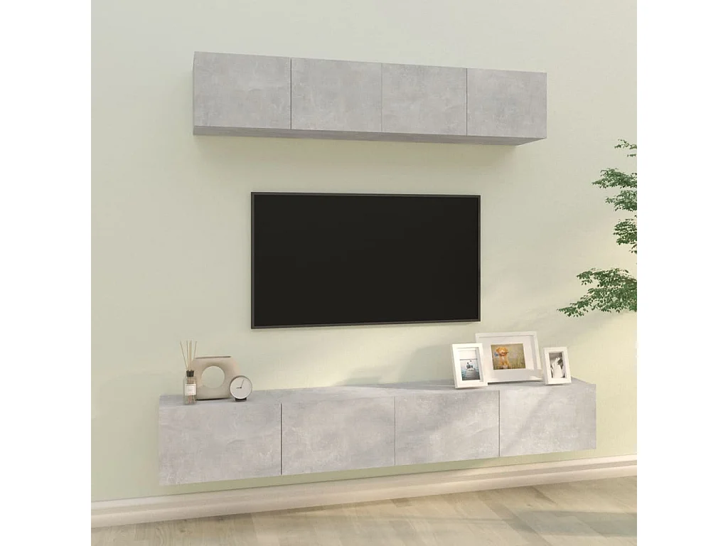 Berkfield 4 Piece TV Cabinet Set Concrete Grey Engineered Wood