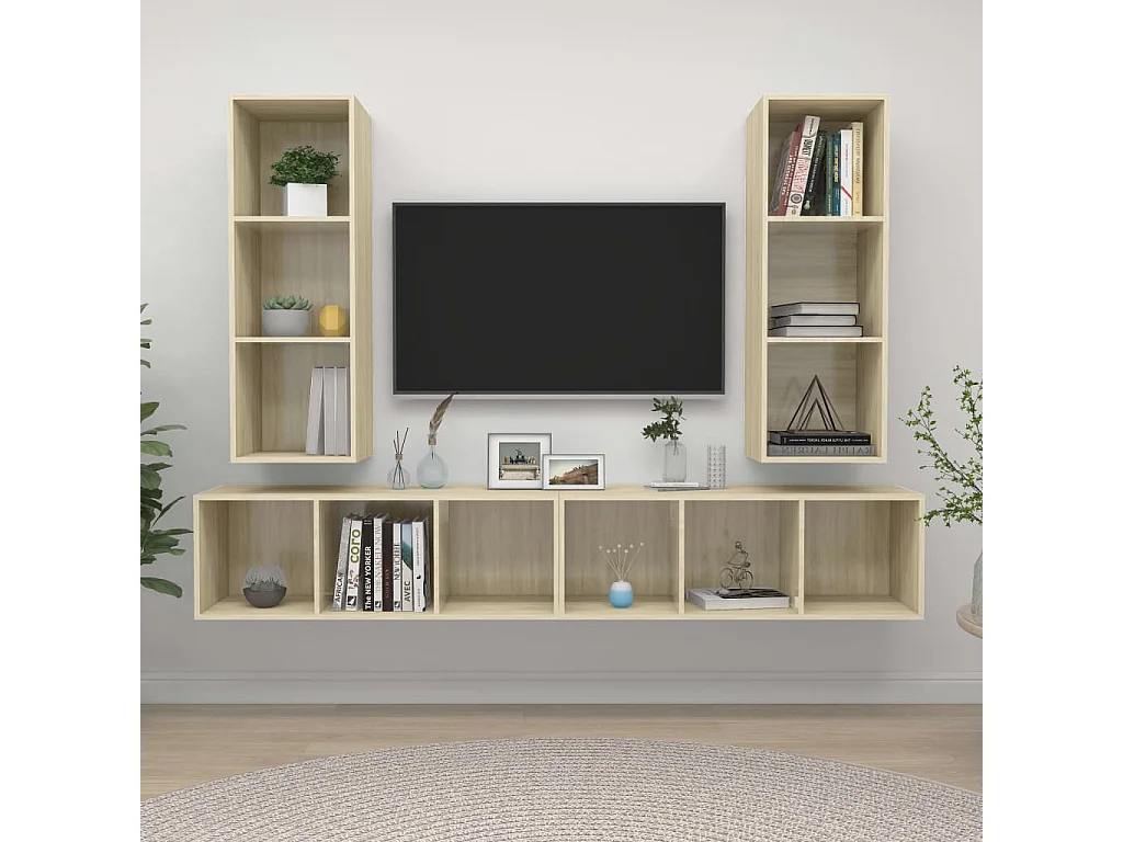 Berkfield Wall-mounted TV Cabinets 4 pcs Sonoma Oak Engineered Wood