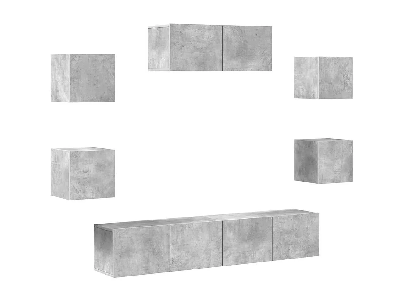 Berkfield 7 Piece TV Cabinet Set Concrete Grey Engineered Wood