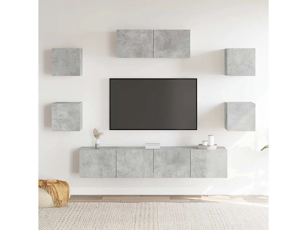 Berkfield 7 Piece TV Cabinet Set Concrete Grey Engineered Wood