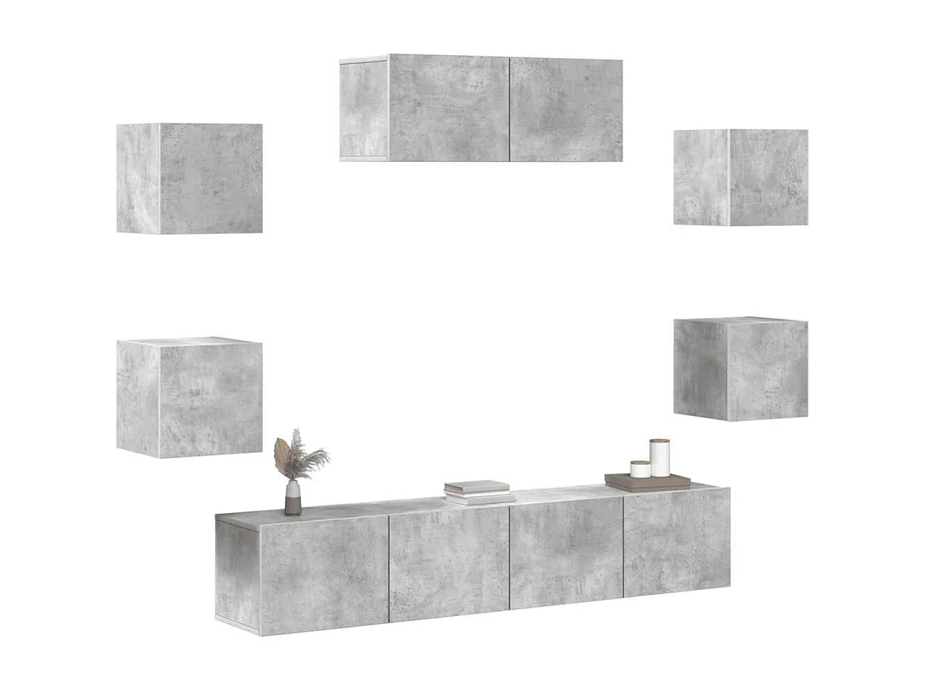 Berkfield 7 Piece TV Cabinet Set Concrete Grey Engineered Wood