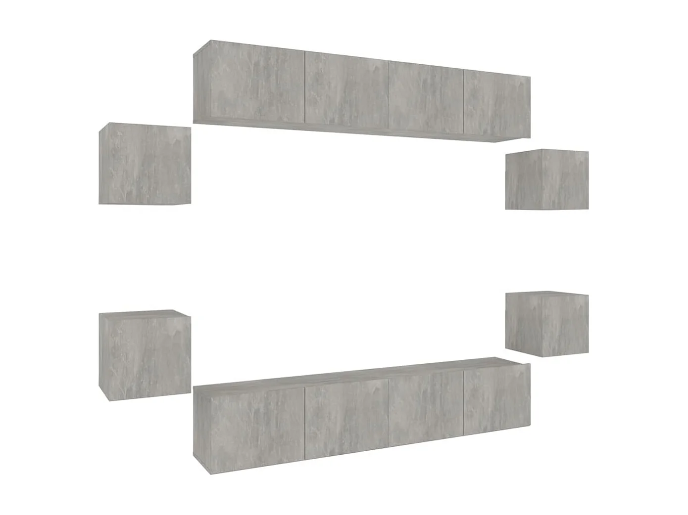 Berkfield 8 Piece TV Cabinet Set Concrete Grey Engineered Wood