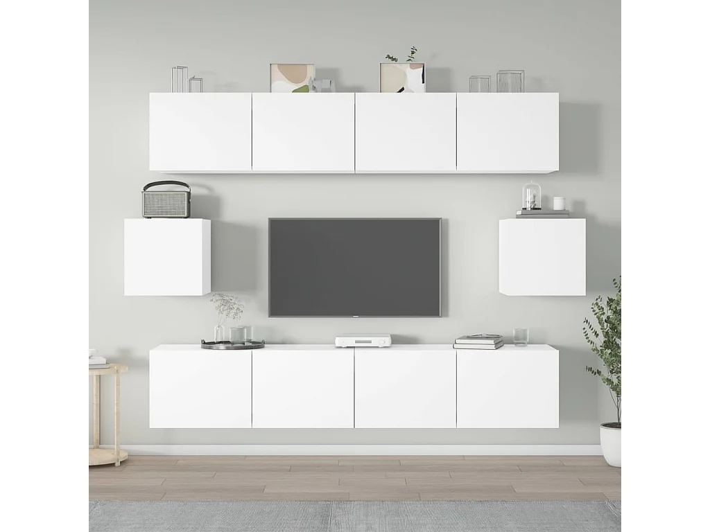 Berkfield 6 Piece TV Cabinet Set White Engineered Wood