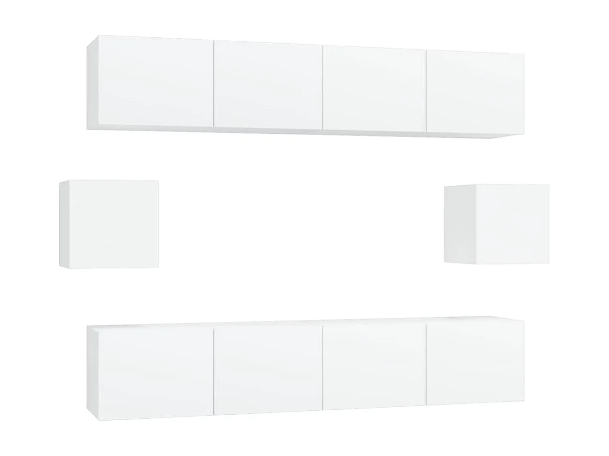Berkfield 6 Piece TV Cabinet Set White Engineered Wood