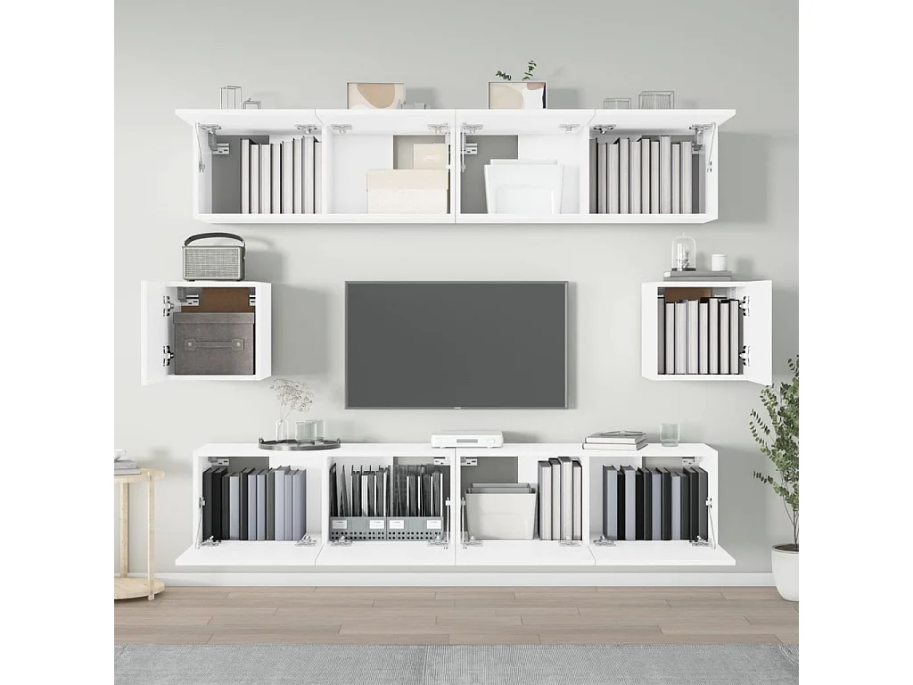 Berkfield 6 Piece TV Cabinet Set White Engineered Wood
