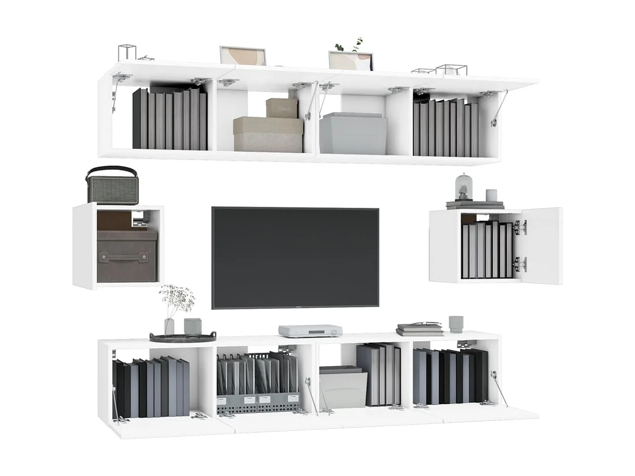 Berkfield 6 Piece TV Cabinet Set White Engineered Wood
