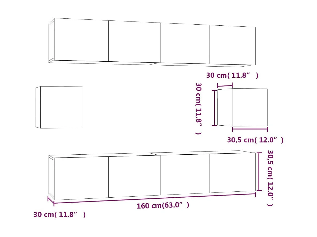 Berkfield 6 Piece TV Cabinet Set White Engineered Wood