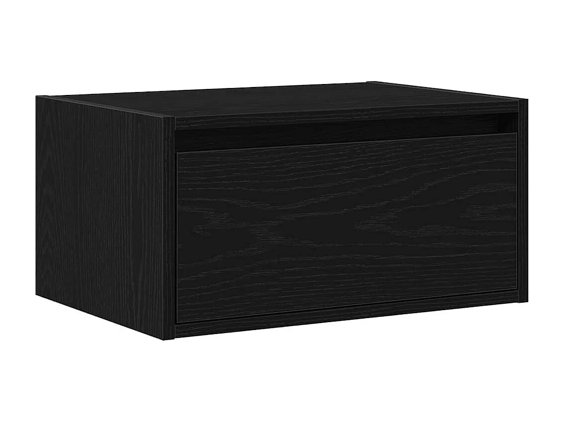 Berkfield Wall-mounted Bedside Cabinet with LED Lights Black Oak