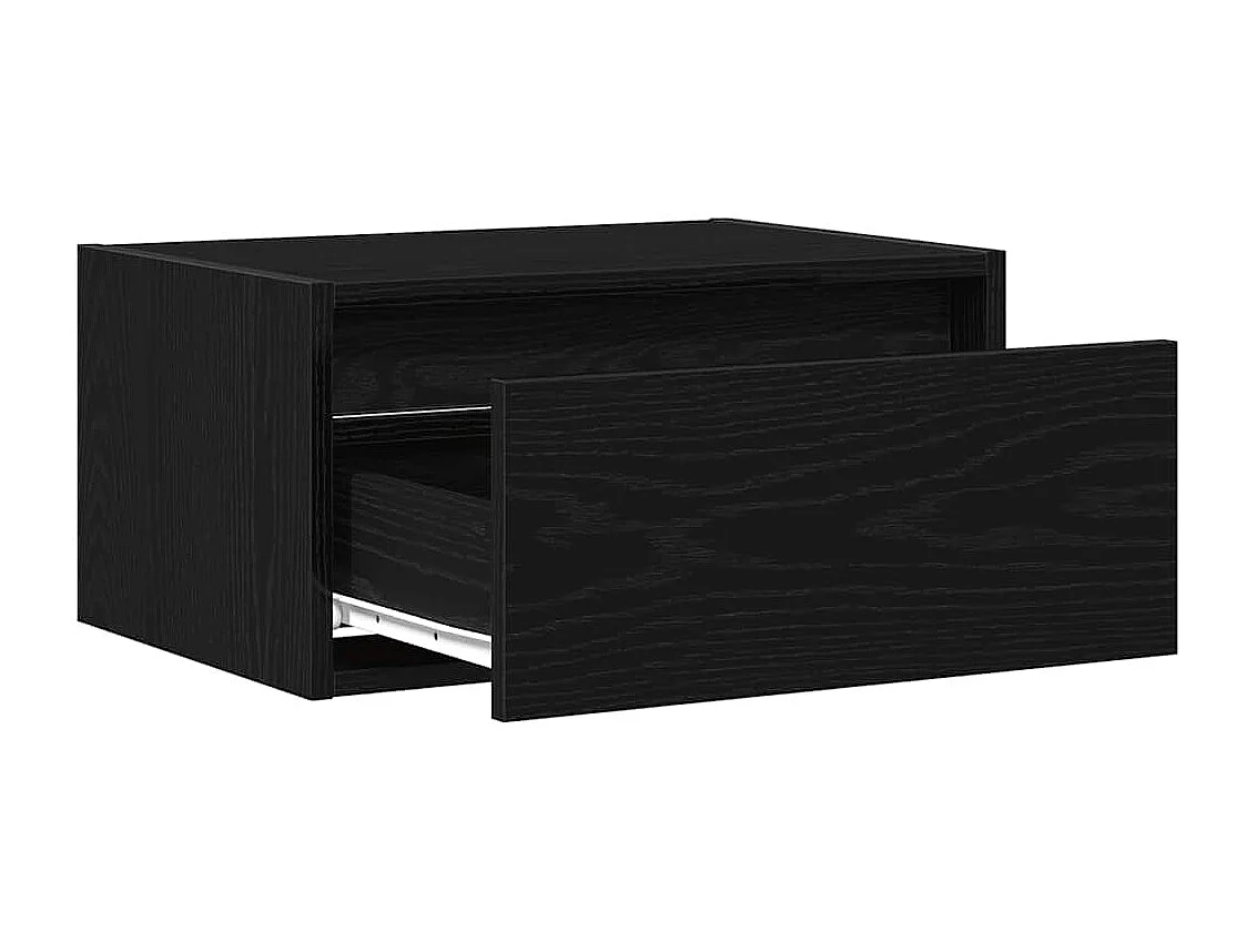 Berkfield Wall-mounted Bedside Cabinet with LED Lights Black Oak