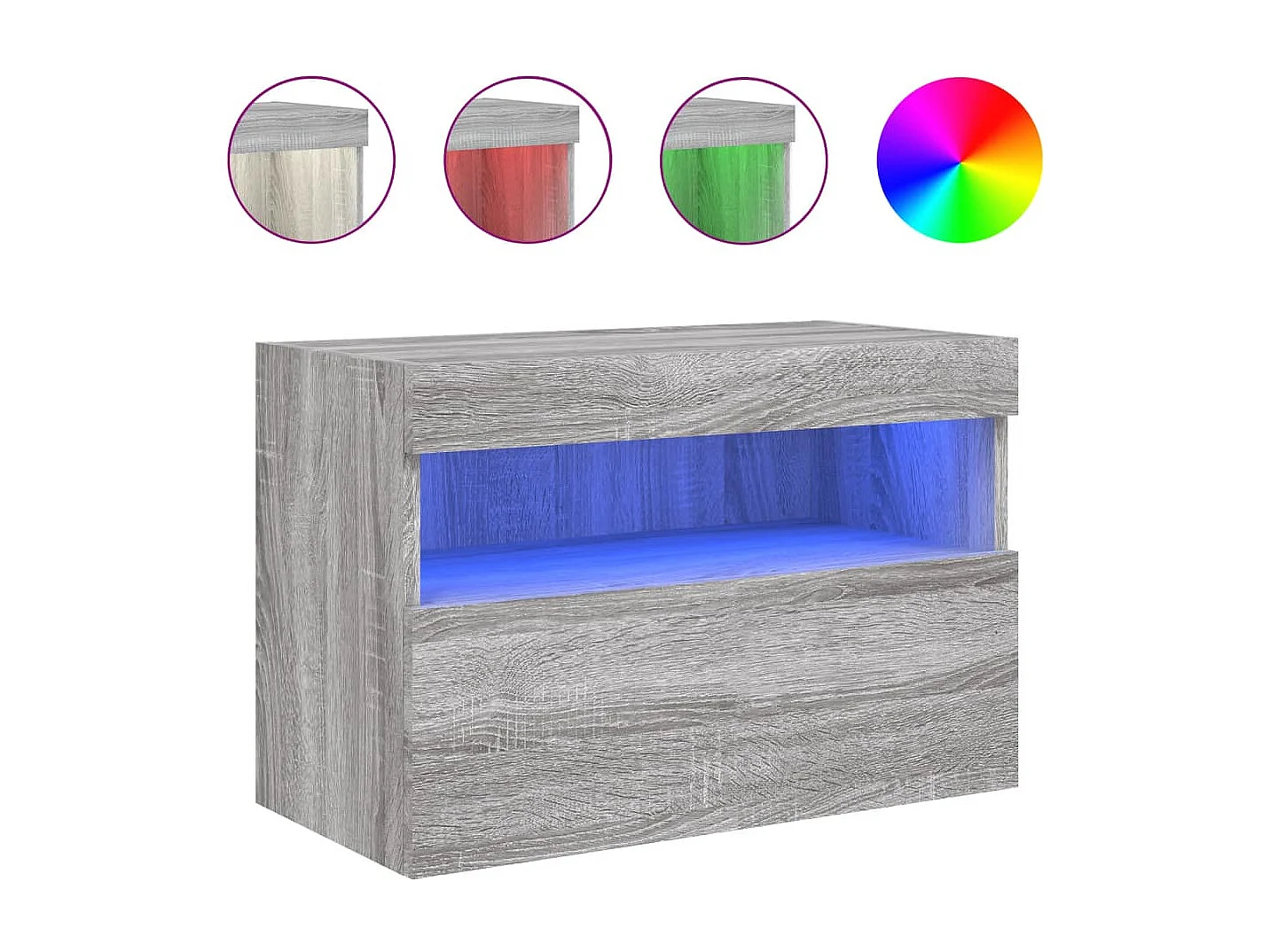 Berkfield TV Wall Cabinet with LED Lights Grey Sonoma 60x30x40 cm