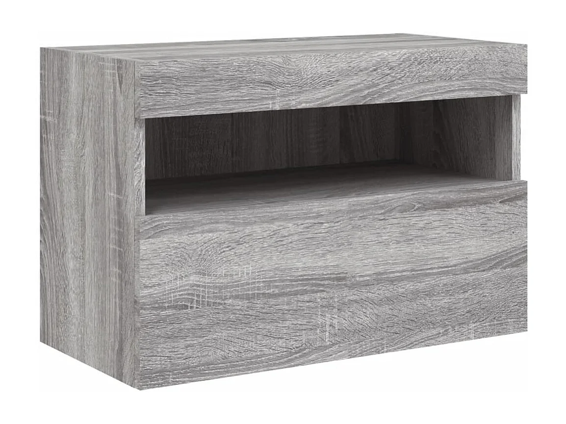 Berkfield TV Wall Cabinet with LED Lights Grey Sonoma 60x30x40 cm