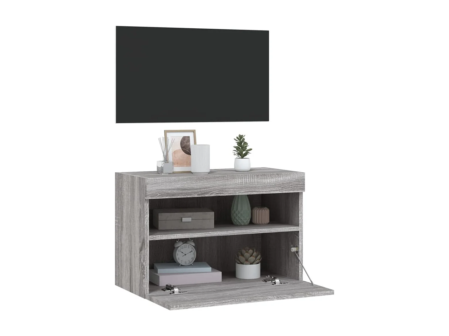 Berkfield TV Wall Cabinet with LED Lights Grey Sonoma 60x30x40 cm