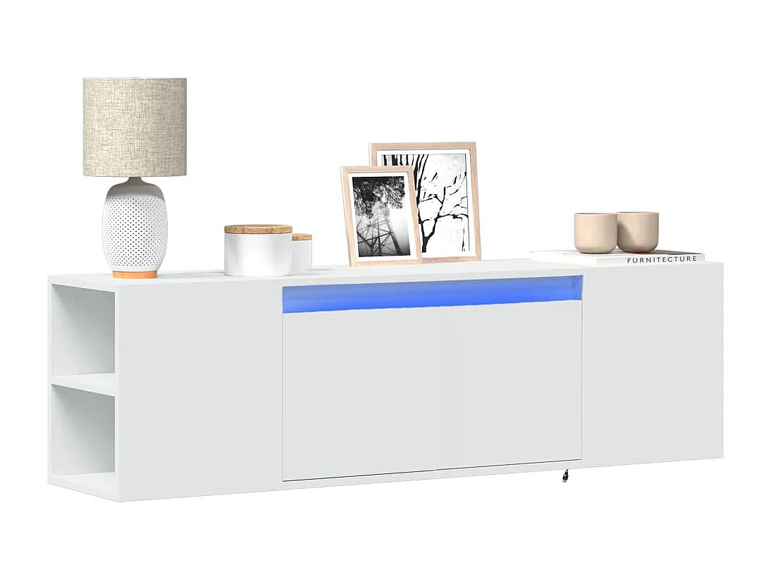 Berkfield TV Wall Cabinet with LED Lights White 135x31x39.5 cm