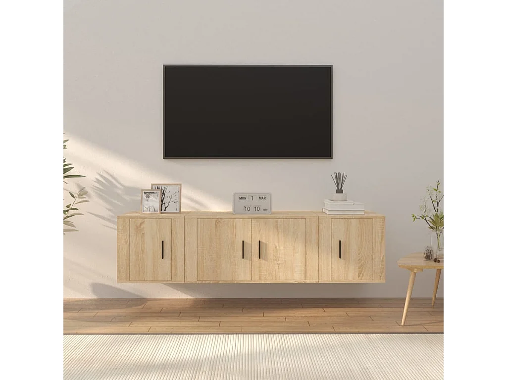 Berkfield 3 Piece TV Cabinet Set Sonoma Oak Engineered Wood
