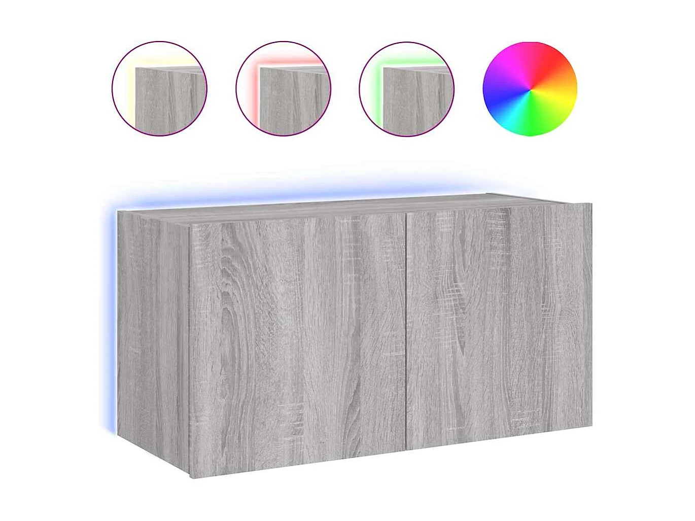 Berkfield TV Wall Cabinet with LED Lights Grey Sonoma 80x35x41 cm