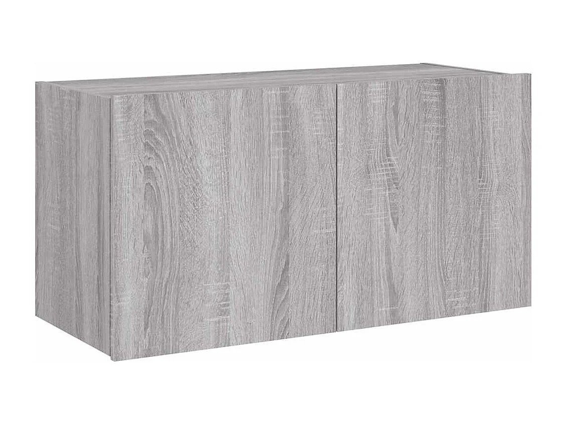 Berkfield TV Wall Cabinet with LED Lights Grey Sonoma 80x35x41 cm