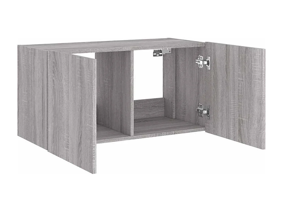 Berkfield TV Wall Cabinet with LED Lights Grey Sonoma 80x35x41 cm