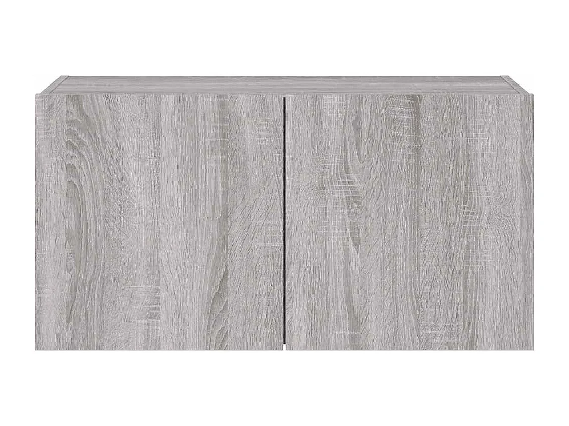 Berkfield TV Wall Cabinet with LED Lights Grey Sonoma 80x35x41 cm