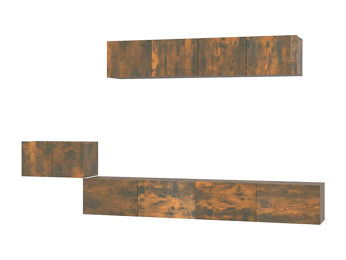 Berkfield 5 Piece TV Cabinet Set Smoked Oak Engineered Wood