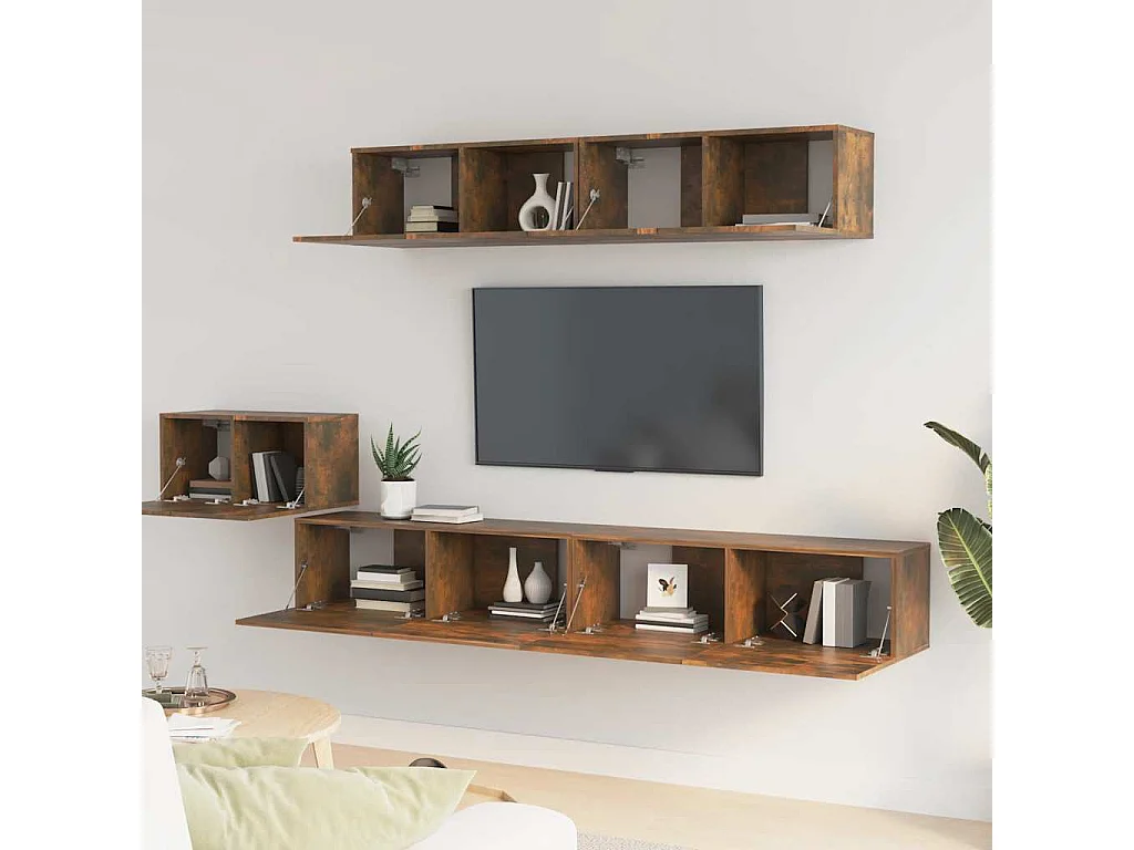 Berkfield 5 Piece TV Cabinet Set Smoked Oak Engineered Wood