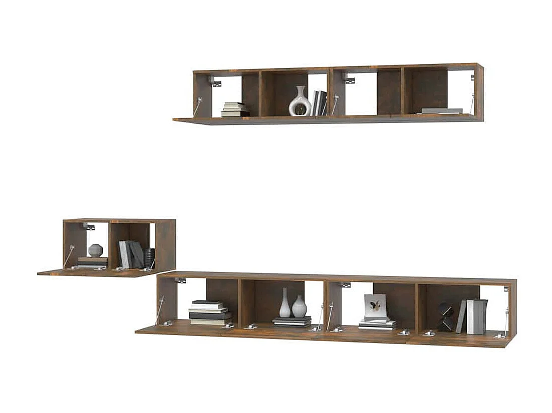 Berkfield 5 Piece TV Cabinet Set Smoked Oak Engineered Wood
