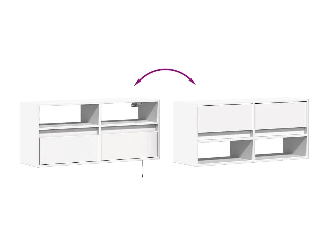 Berkfield TV Wall Cabinet with LED Lights White 100x31x45 cm