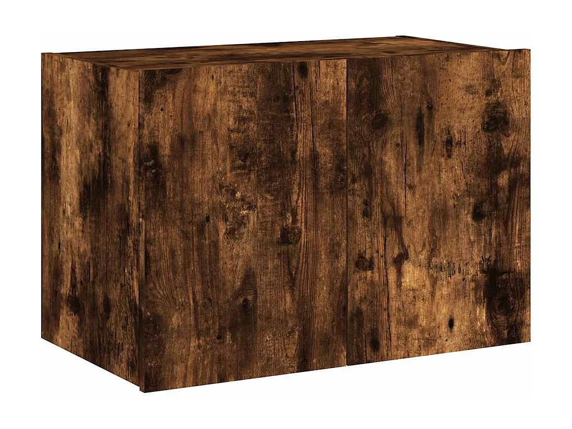Berkfield TV Wall Cabinet with LED Lights Smoked Oak 60x35x41 cm