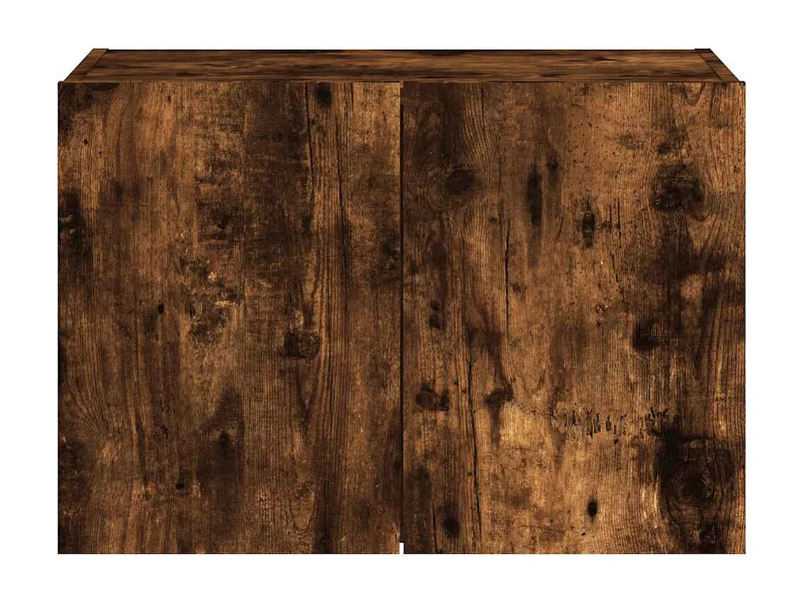 Berkfield TV Wall Cabinet with LED Lights Smoked Oak 60x35x41 cm