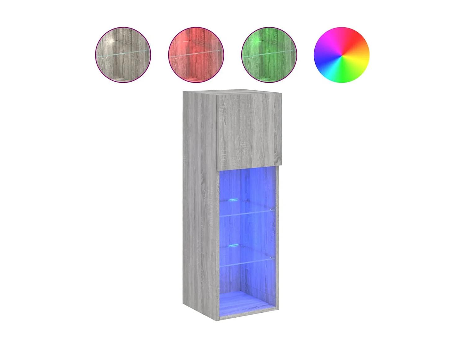 Berkfield TV Cabinet with LED Lights Grey Sonoma 30.5x30x90 cm