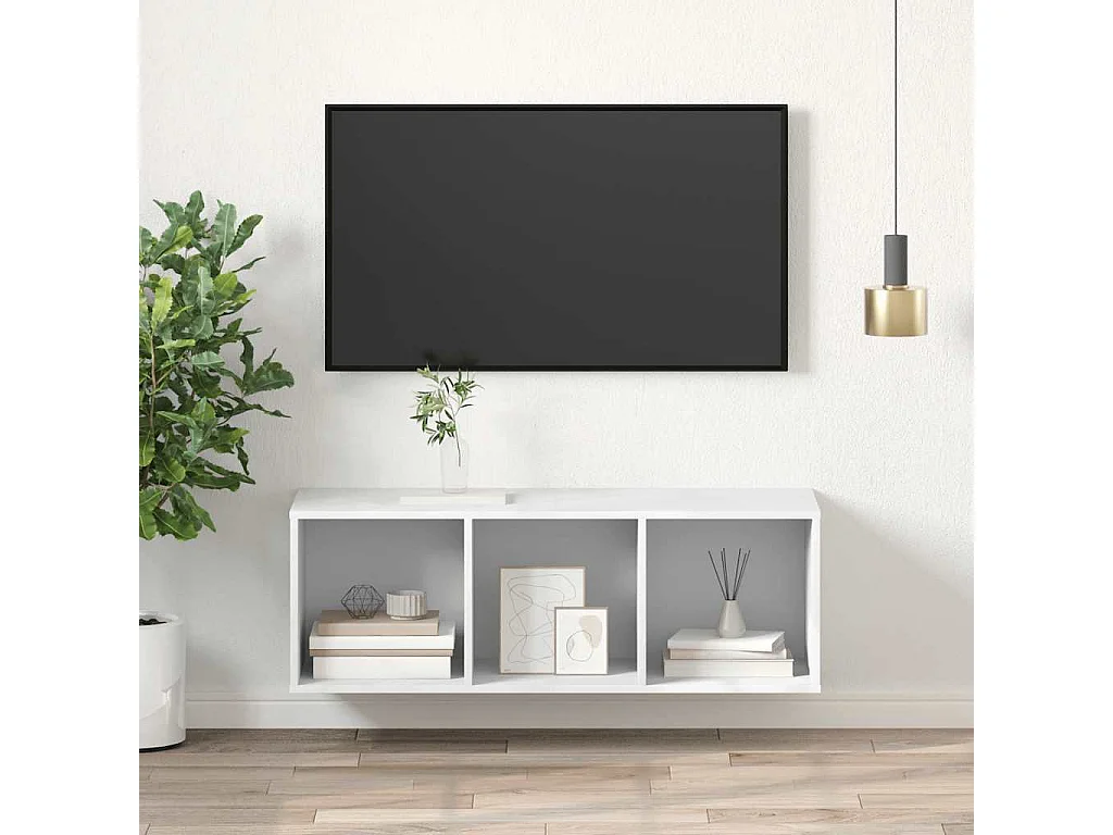 Berkfield Wall-mounted TV Cabinet White 37x37x107 cm Engineered Wood