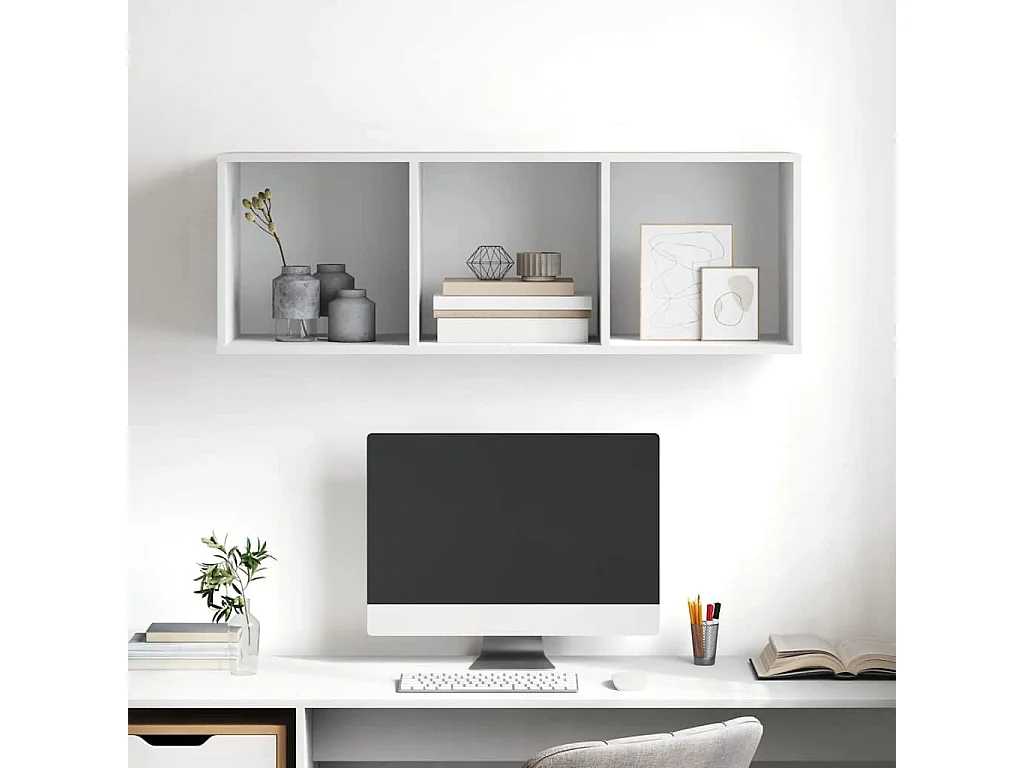Berkfield Wall-mounted TV Cabinet White 37x37x107 cm Engineered Wood