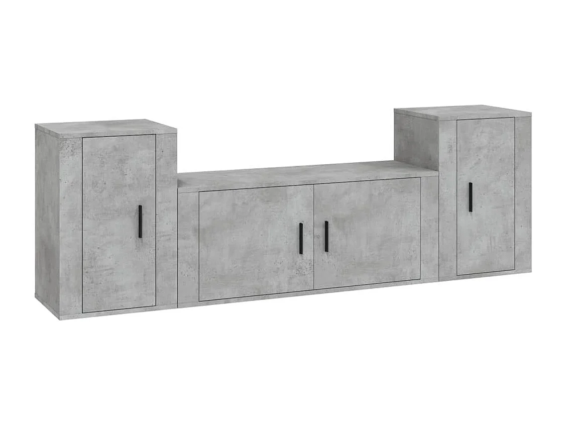 Berkfield 3 Piece TV Cabinet Set Concrete Grey Engineered Wood