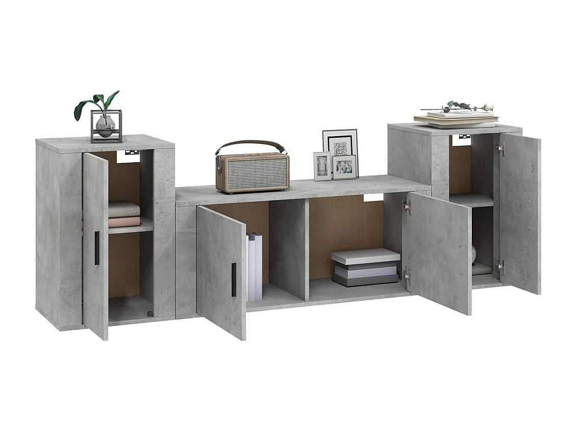 Berkfield 3 Piece TV Cabinet Set Concrete Grey Engineered Wood