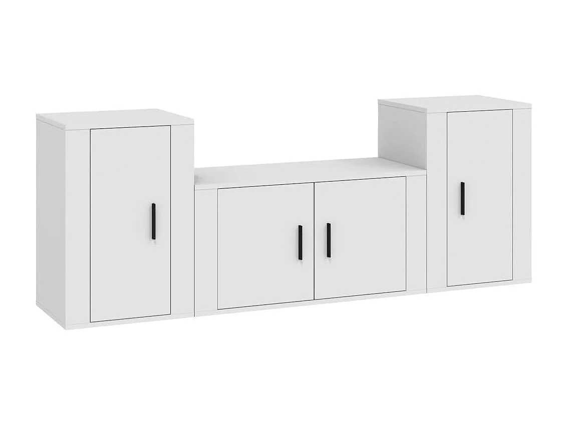 Berkfield 3 Piece TV Cabinet Set White Engineered Wood