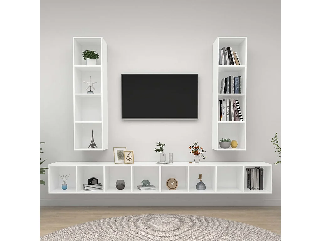 Berkfield Wall-mounted TV Cabinets 4 pcs White Engineered Wood