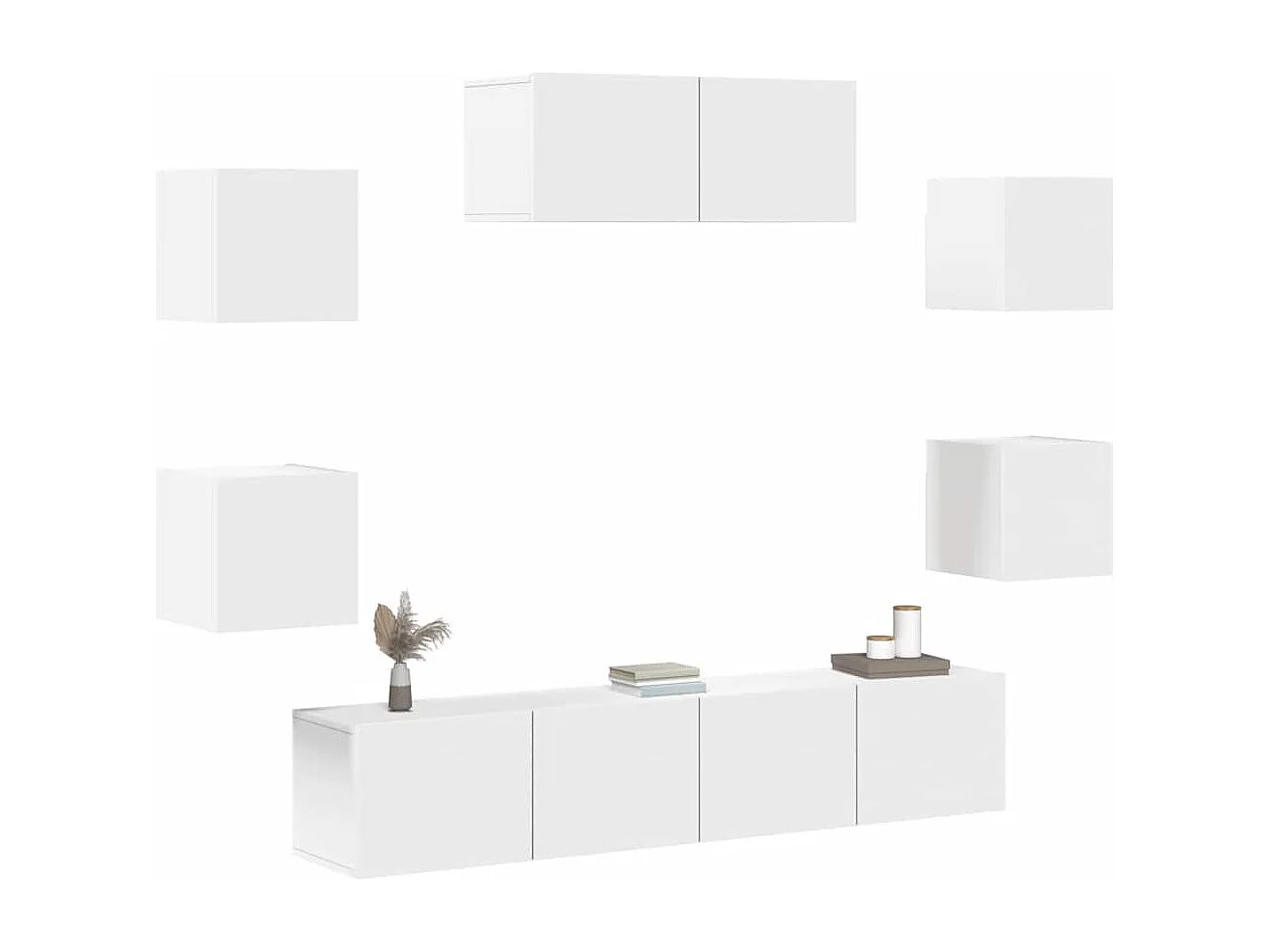 Berkfield 7 Piece TV Cabinet Set White Engineered Wood